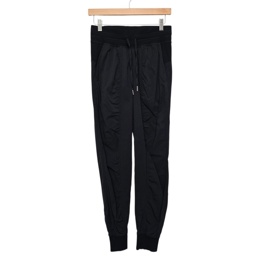 Lululemon Studio Joggers Black Ribbed Waistband Tapered Pants Size 4
